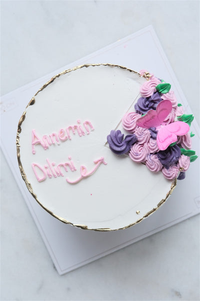 Anne Dilimi Çiçekli Pasta Beyaz (Anneler Günü)
