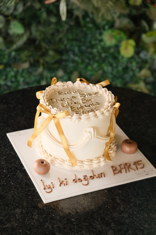 Butik Altın Kurdele Nostaljik Pasta (Vintage Cake)