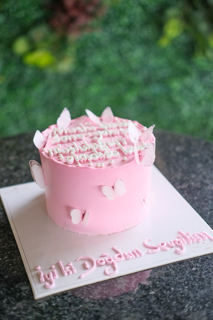 Butik Motto Pembe Kelebekli Sevgili Pastası